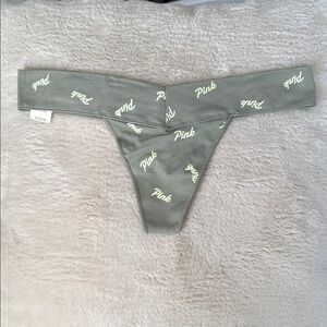 Green Thong with Pink Logo